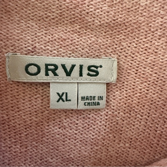 Orvis Women’s XL Classic Mock Neck Pullover Wool Sweater Pastel Pink Ribbed Norm - Picture 10 of 10